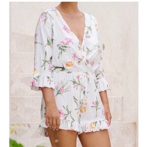 Piyama Harper white floral romper ruffle XS
